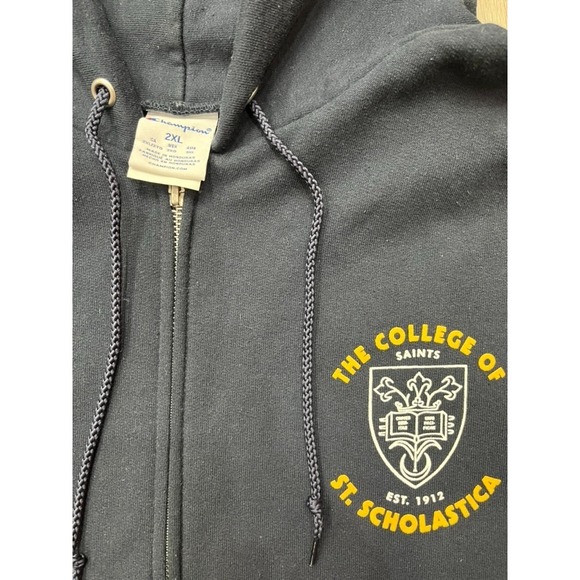Vintage Champion College of St. Scholastica Zip Up Hoodie Duluth Sz 2XL - Picture 2 of 2